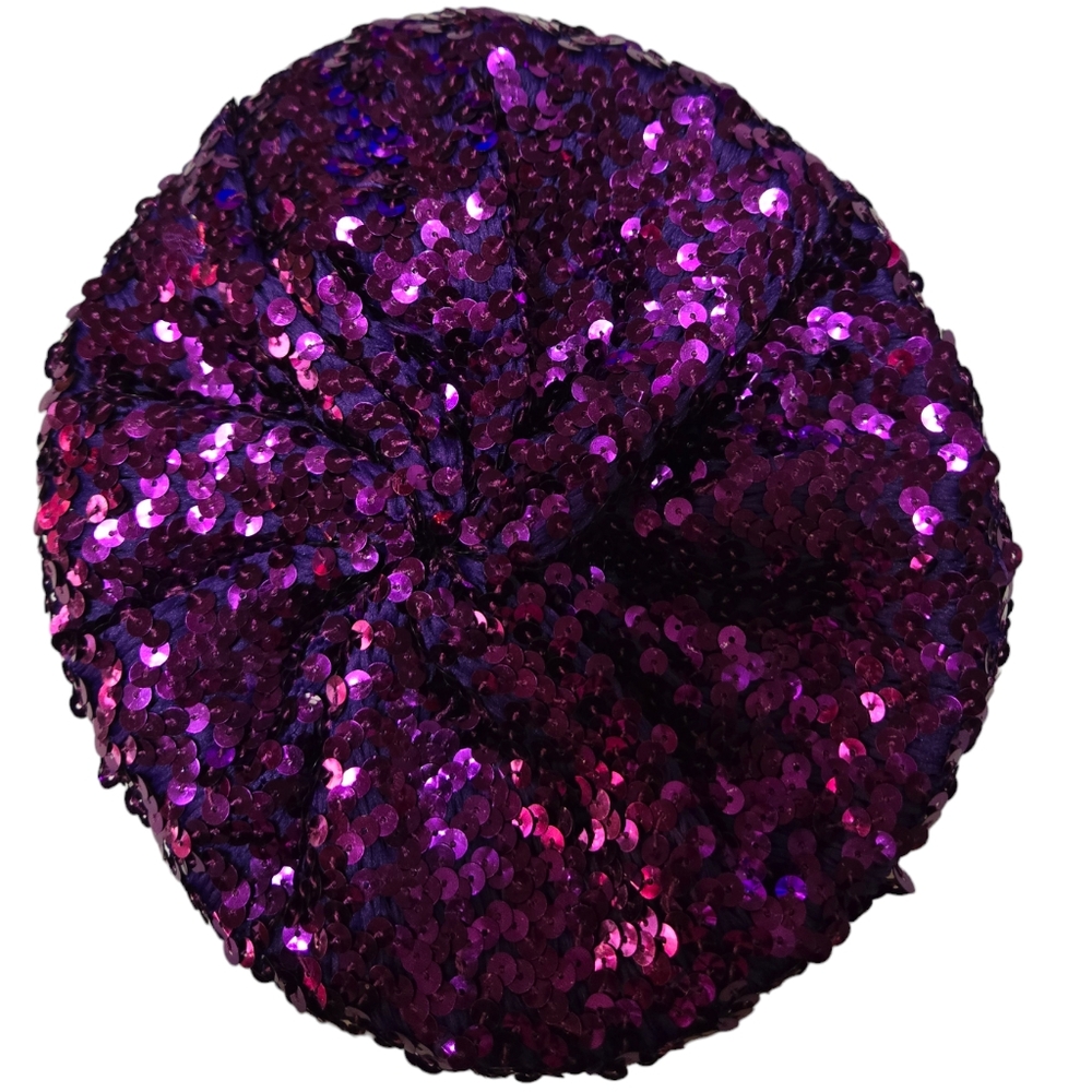 ``RH25737 Purple Sequin Beret Beanie Hat